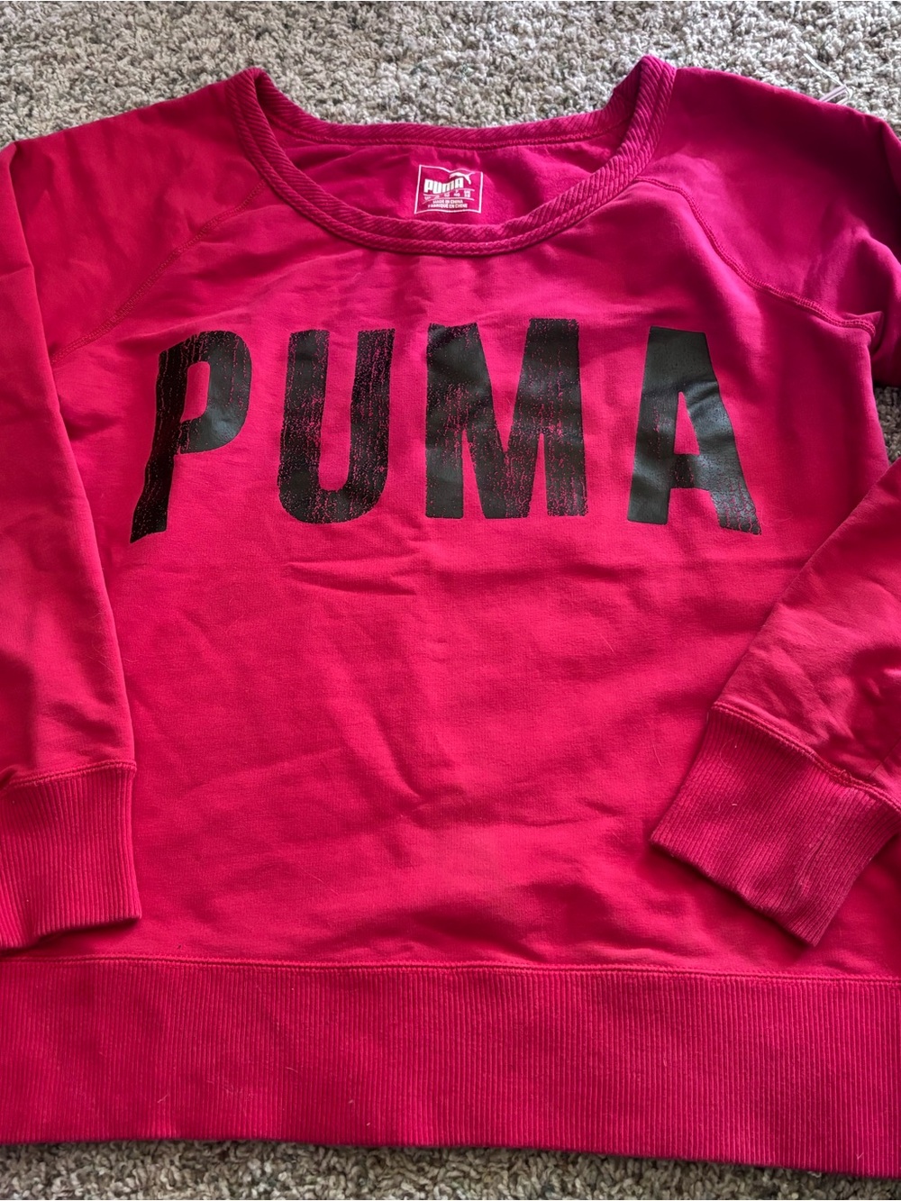 Puma Hot Pink Crewneck Sweatshirt with Black Logo